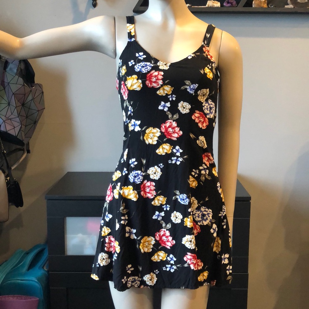 Black floral sun dress
